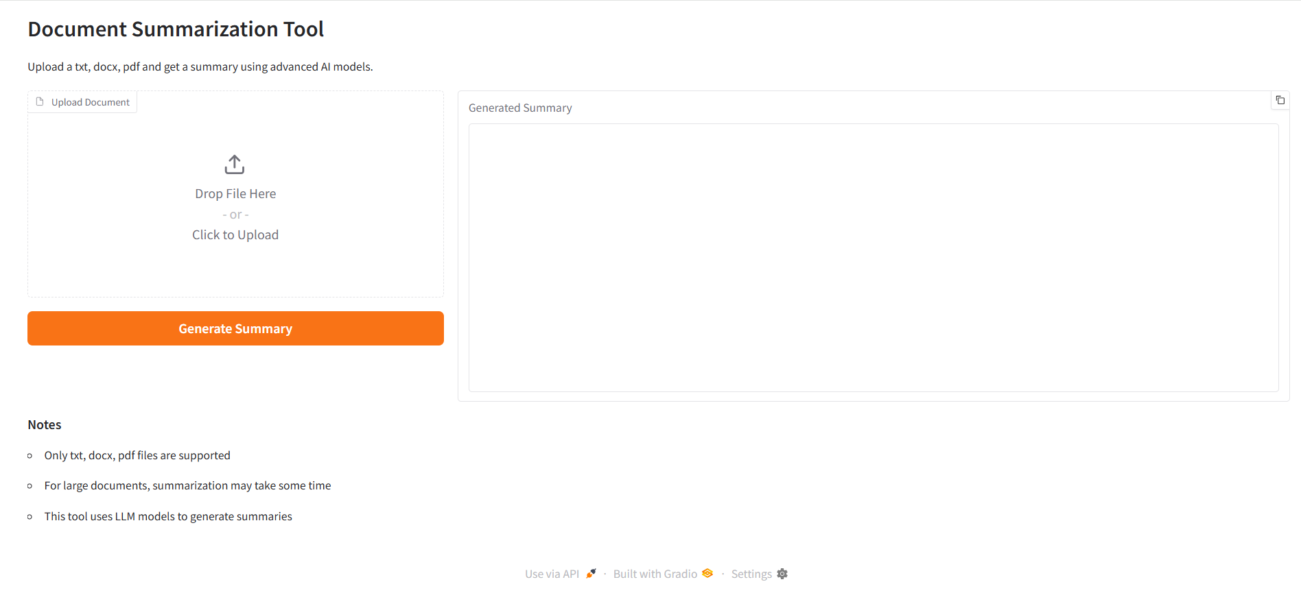 Document Summarization web interface
