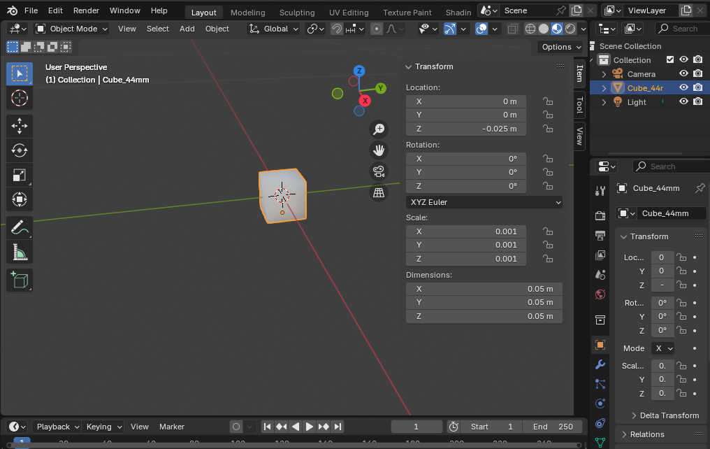 Transform object by scaling, rotating and translating with Blender