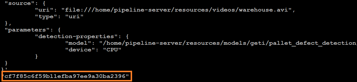 Example of an instance ID for a pipeline