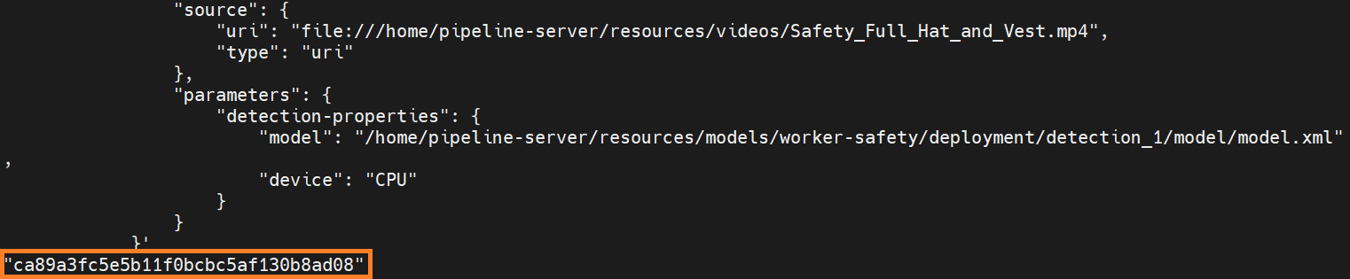 Example of an instance ID for a pipeline