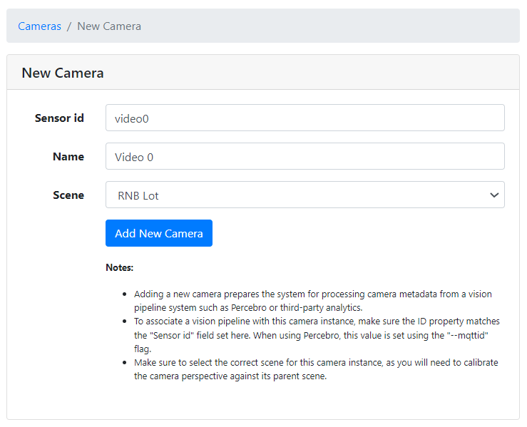 Creating a new camera