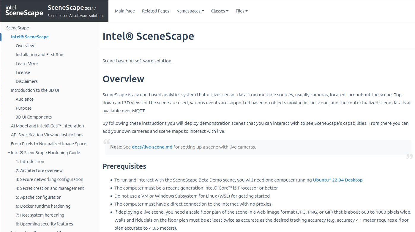SceneScape WebUI Documentation Screenshot 