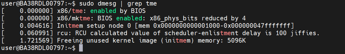 TME Status in Kernel Logs