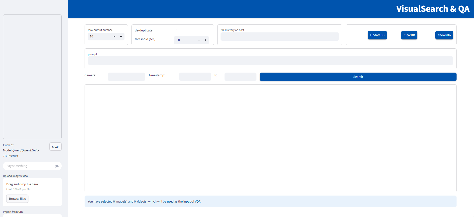 Visual Search and QA UI Init Interface