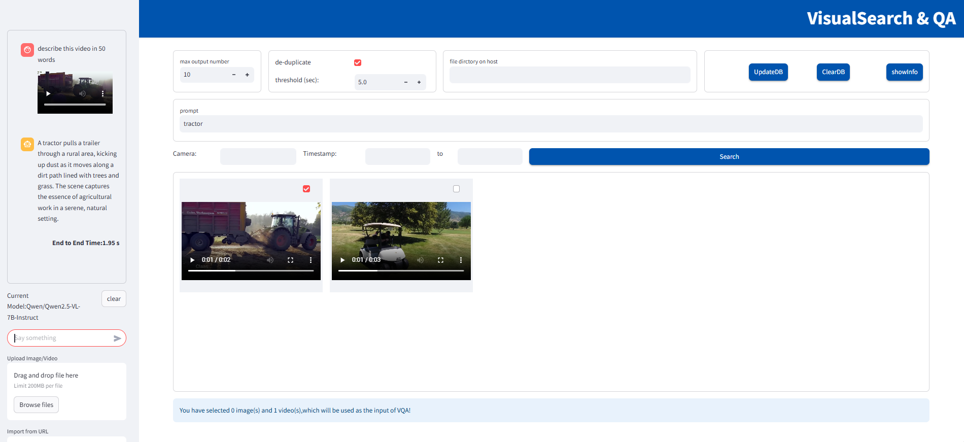 Visual Search and QA UI Example