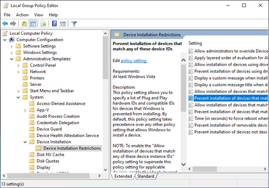 Prevent Device Installation