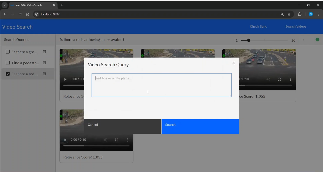 Video Search web interface