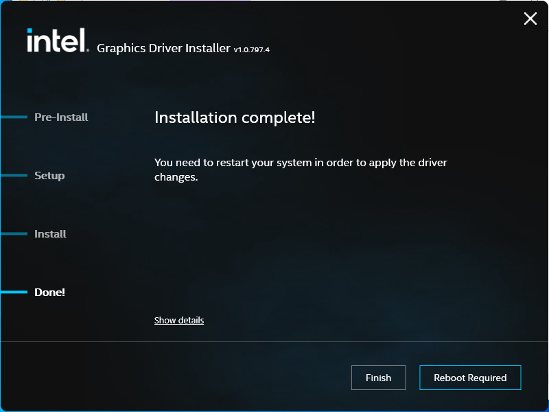 Intel Graphics Reboot Prompt