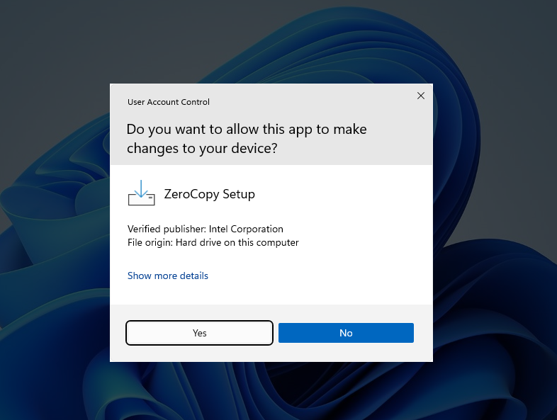 Zero Copy UAC Prompt