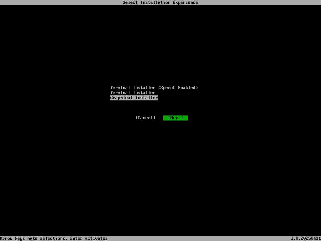 Select installer
