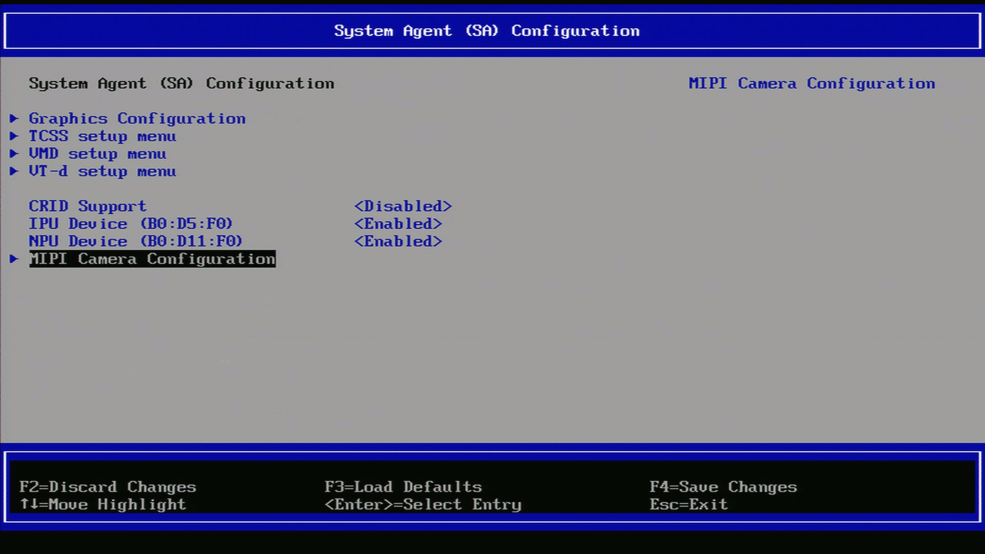UEFI MIPI configuration