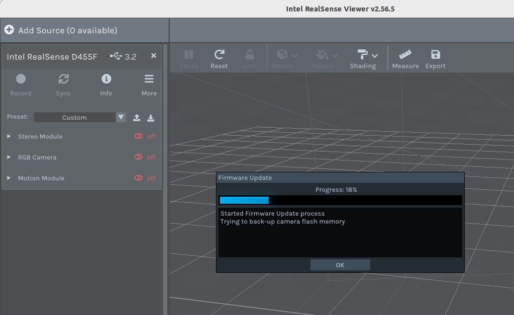 Firmware update progress display