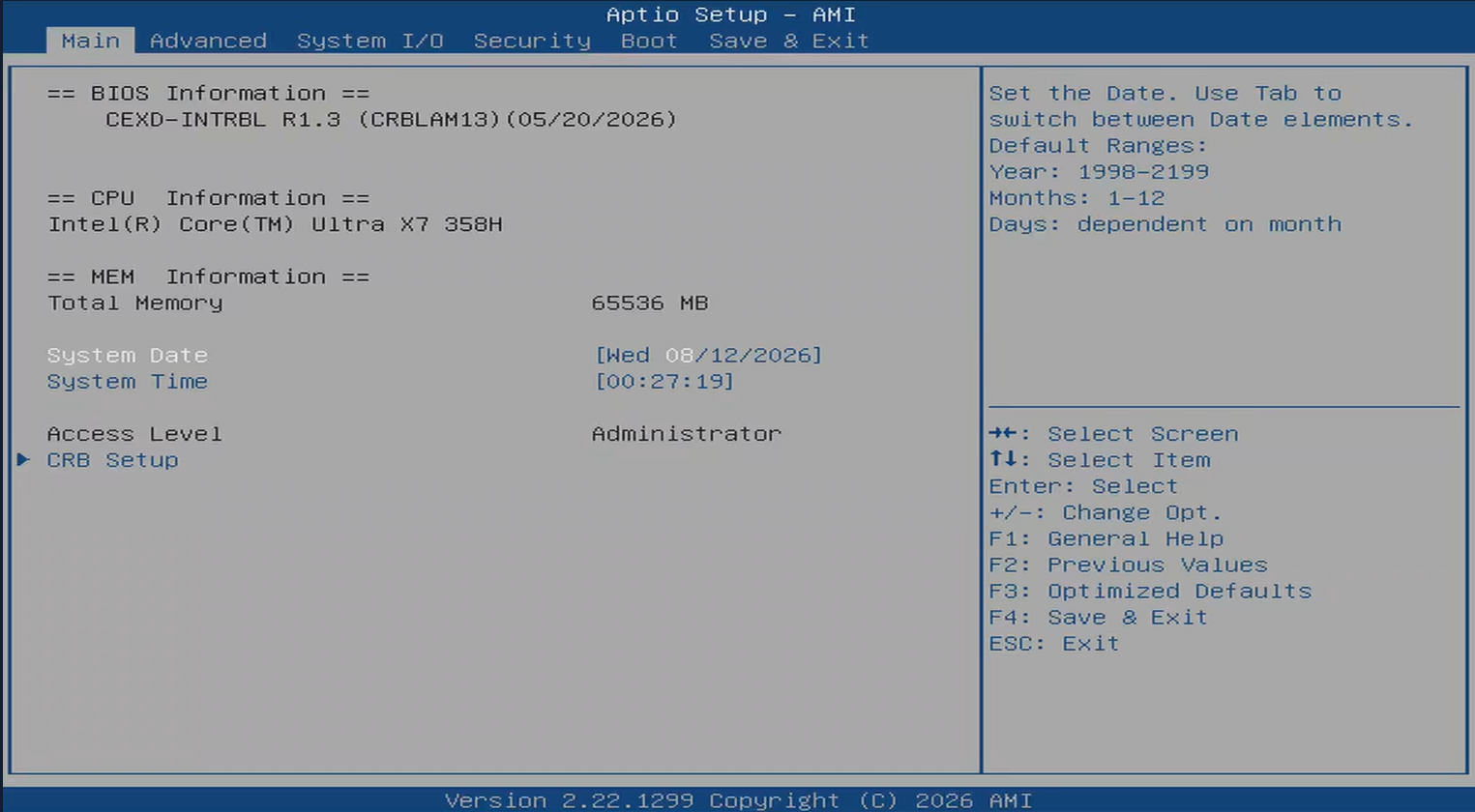 CEXD BIOS Main