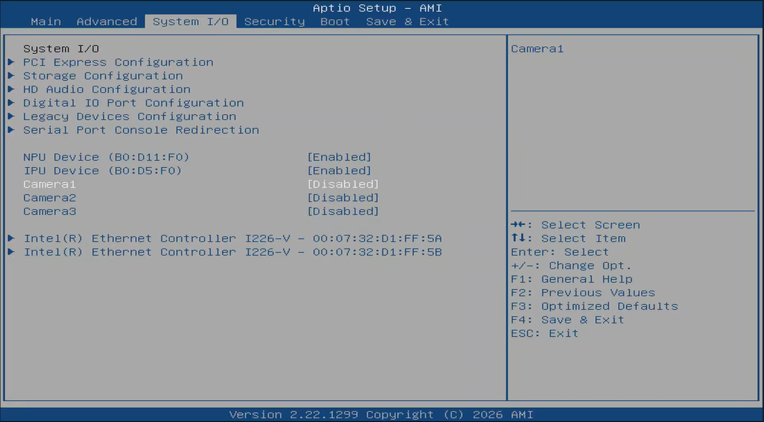 Enable the IPU and NPU under the System I/O tab