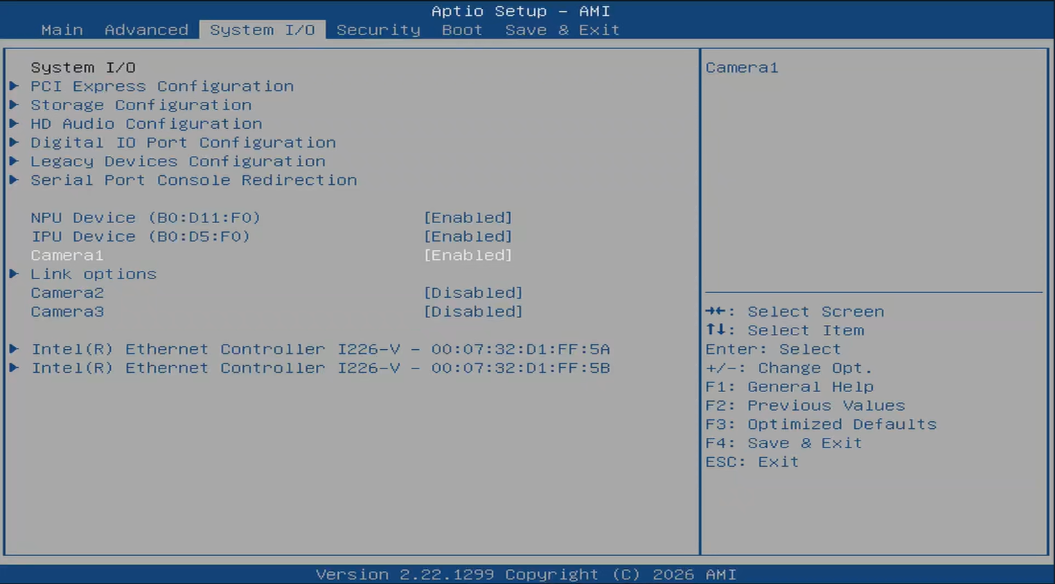 CEXD BIOS System I/O camera enabled