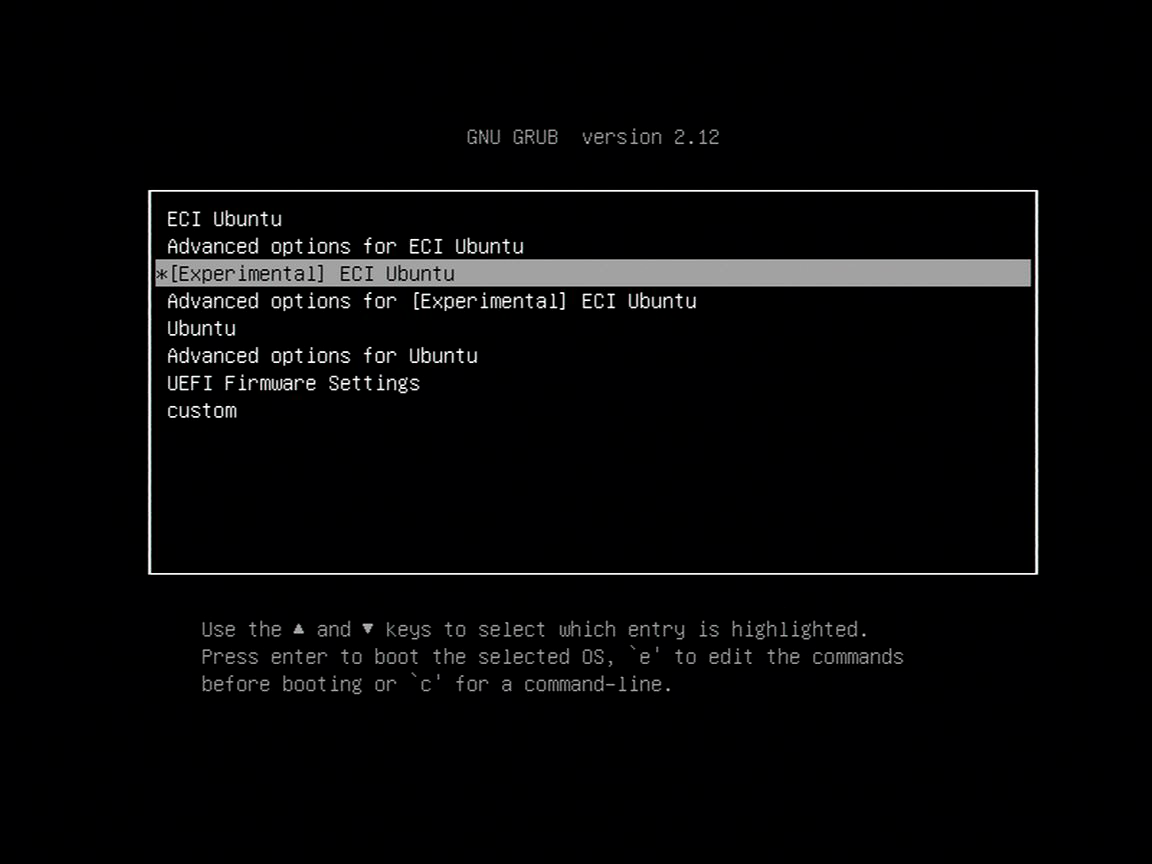 ECI GRUB menu entry