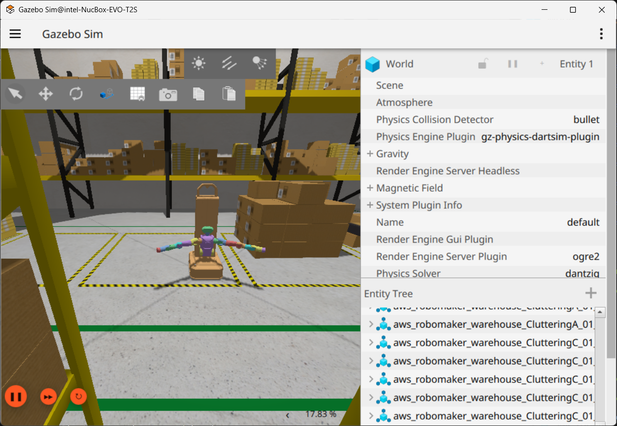 Gazebo launch validation with JAKA Kargo in AWS Small Warehouse