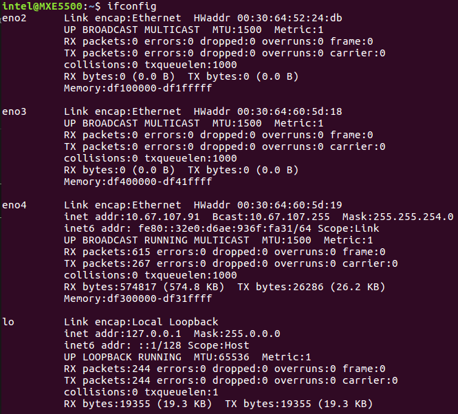 ifconfig output