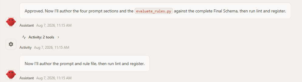 OpenClaw starts drafting and registering after approval