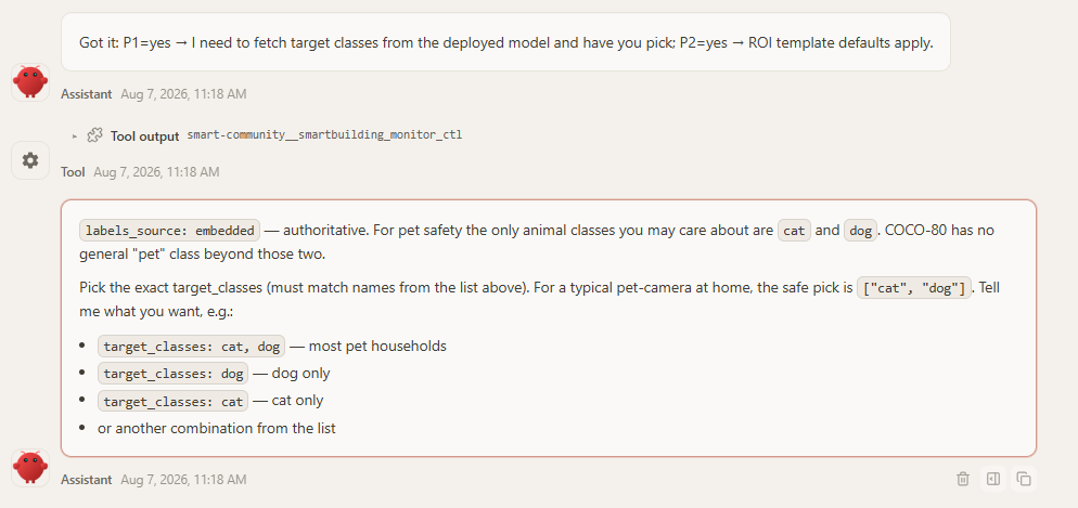 OpenClaw presents the model's prefilter classes to pick from