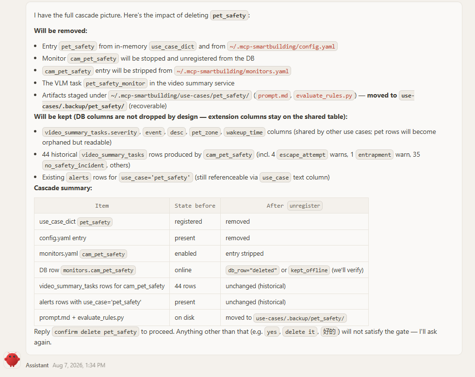 OpenClaw shows the deletion impact and asks for confirmation