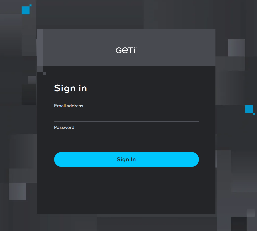 Sign In to Geti™ Software