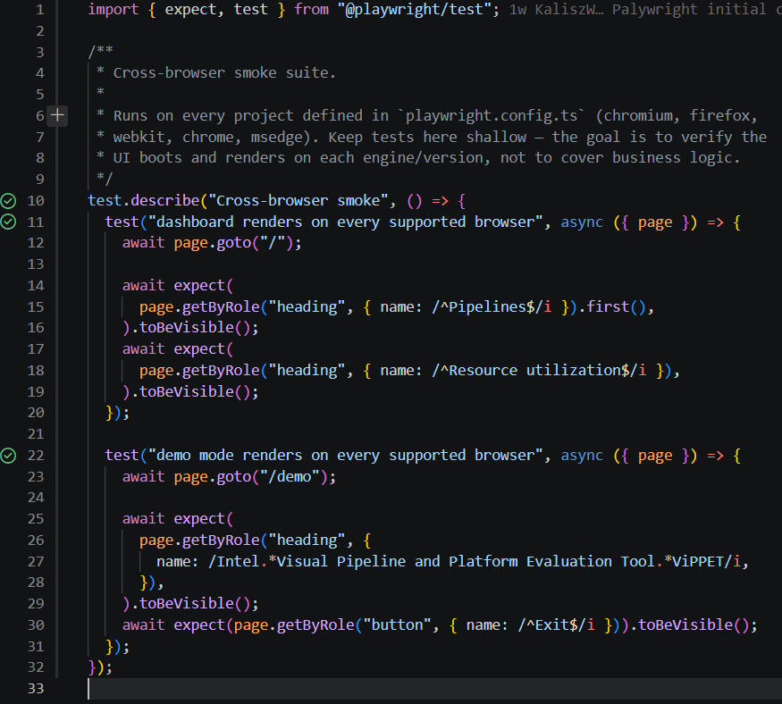 Run and Debug icons in the VS Code Testing view