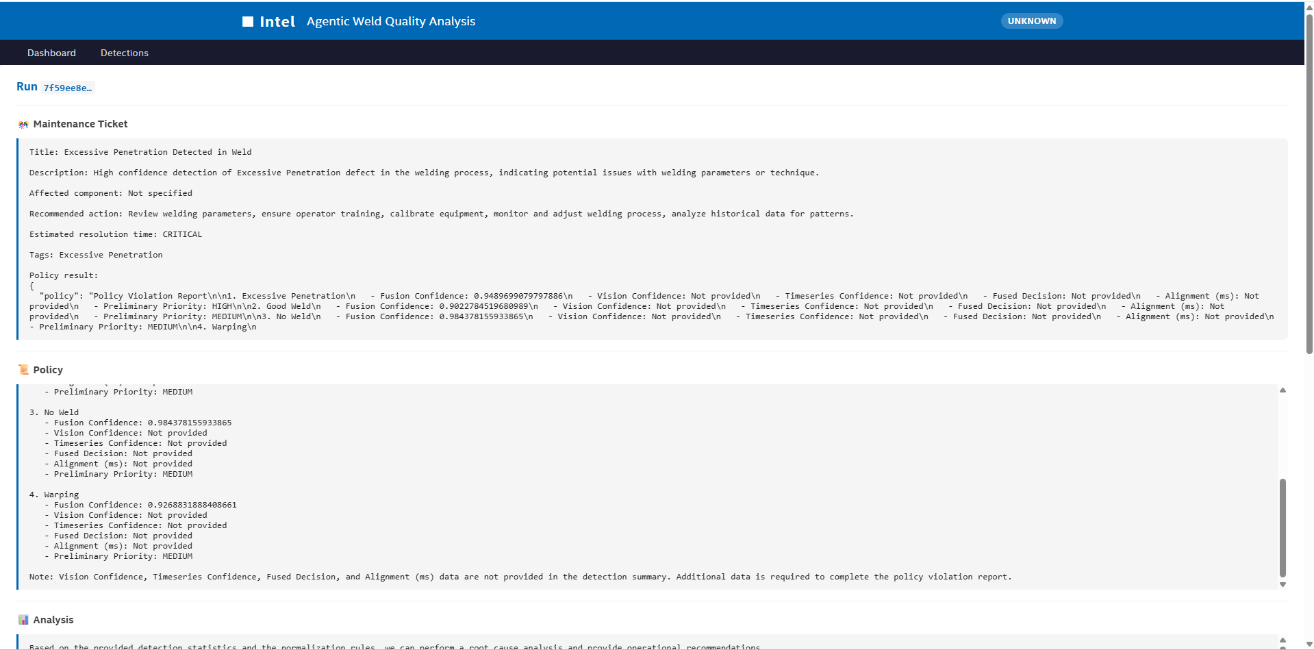 Agentic Results for weld data