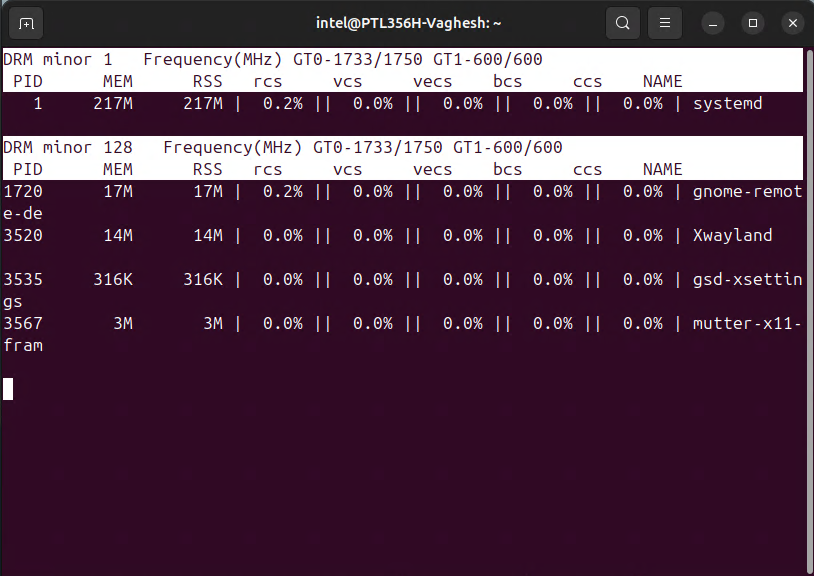Tutorial 5 GPU Top Output