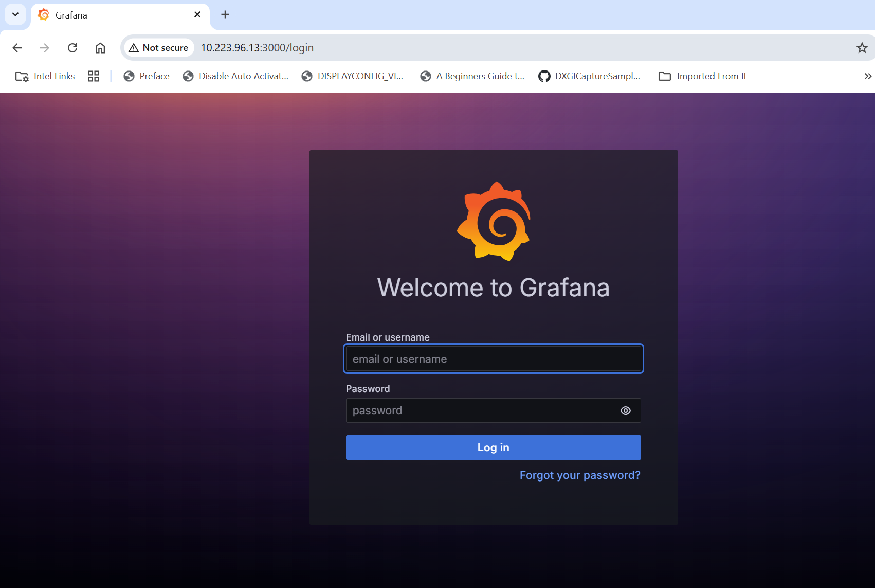 Grafana login