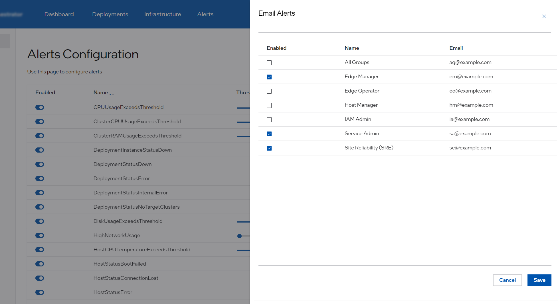 Configuring email recipients