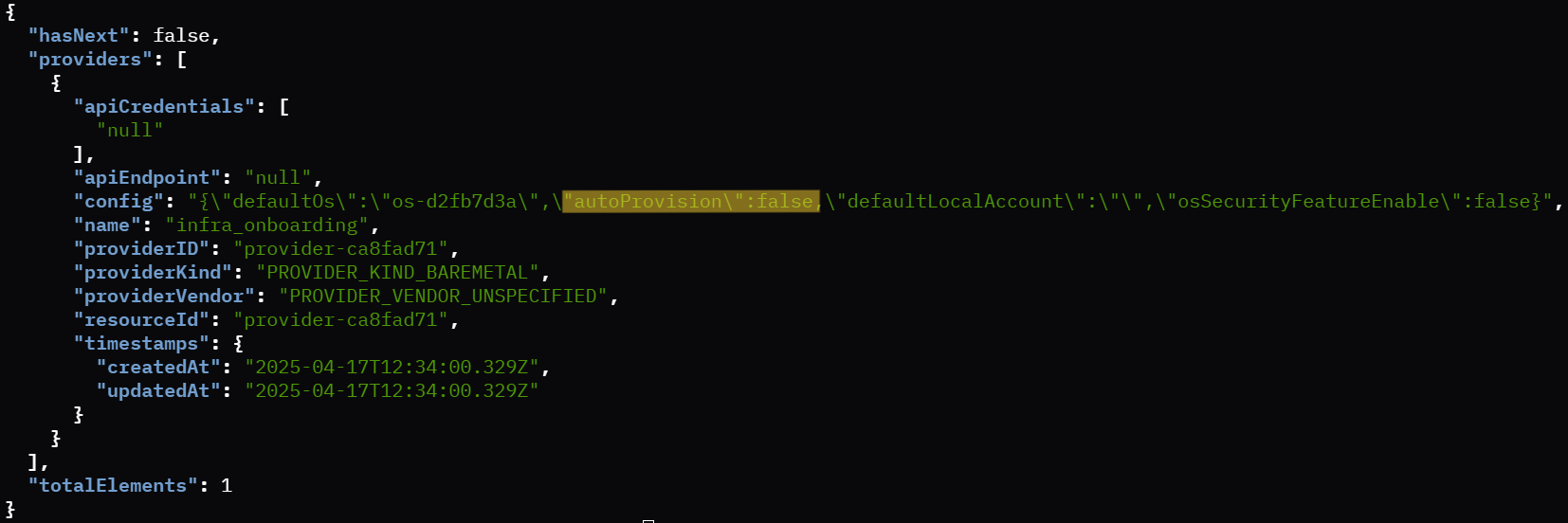 Ubuntu OS provider with auto provision set to false