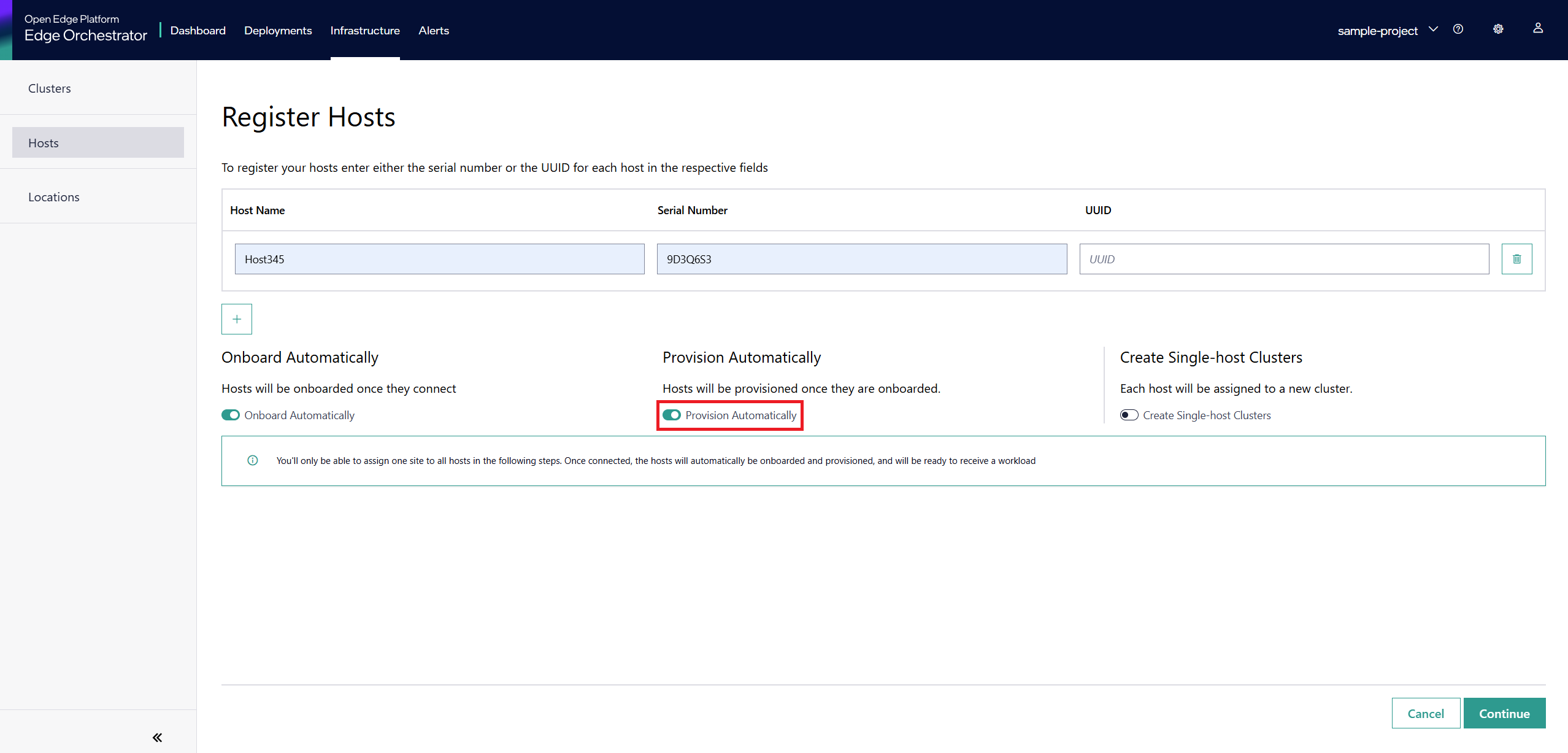 Register Host Automatic Provisioning