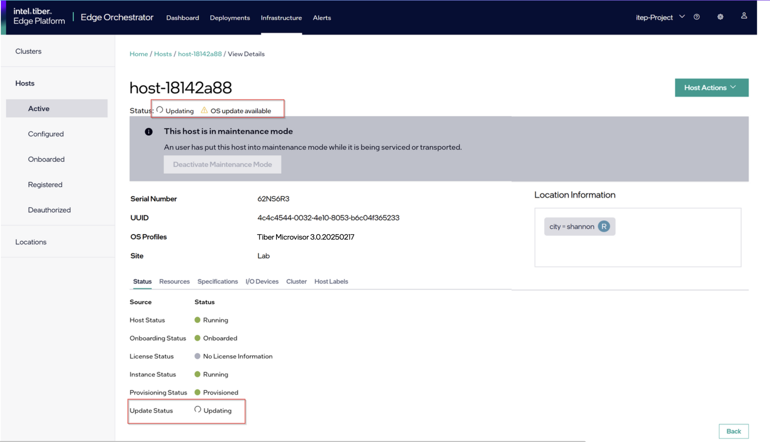 Edge Microvisor Toolkit update in progress