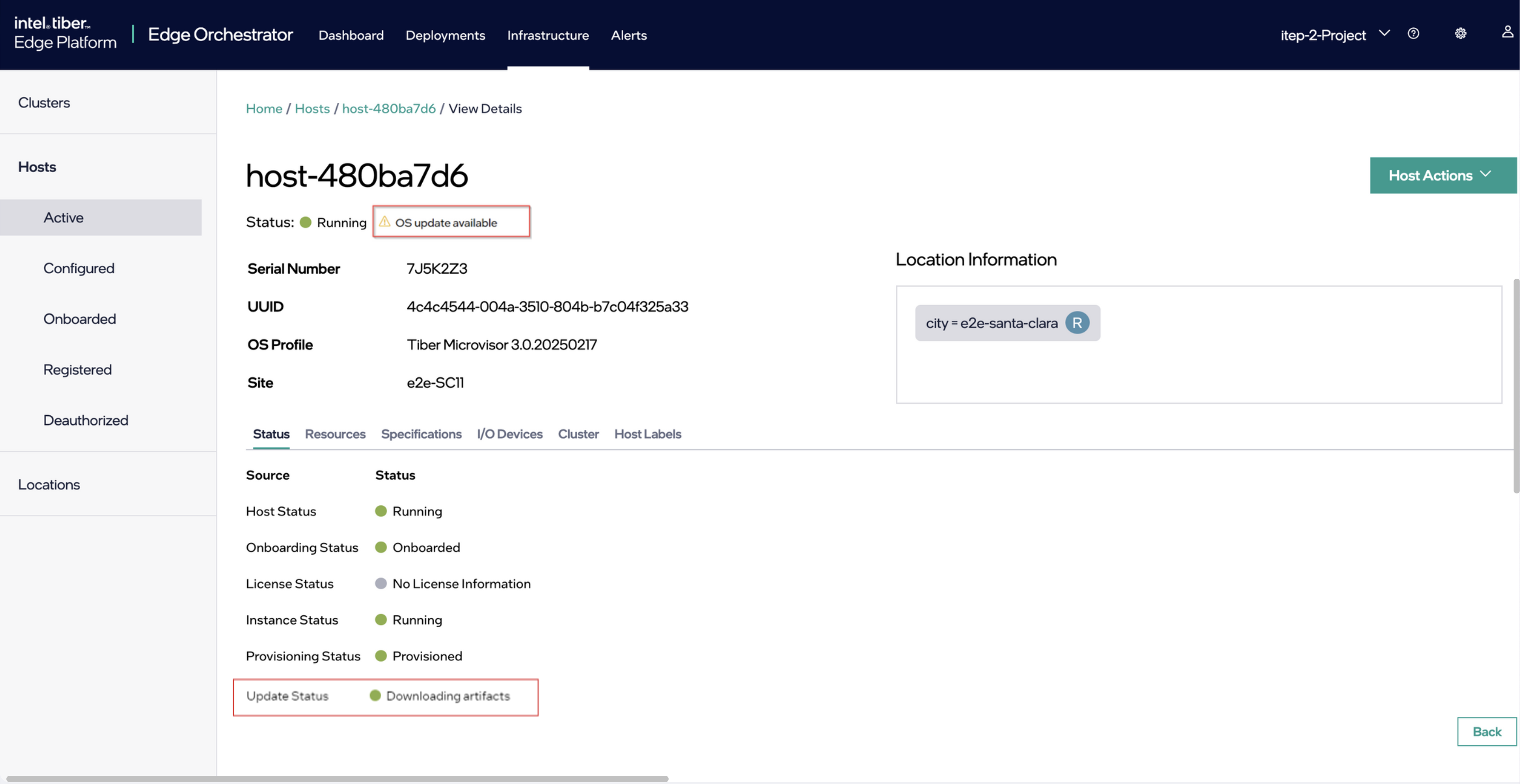 Verify EN Software Update Example - Update Status **Downloading artifacts**