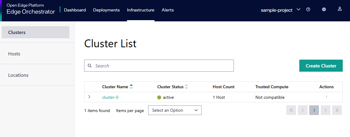 View Clusters Page