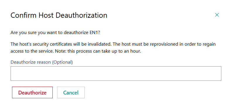 Confirm Host Deauthorization