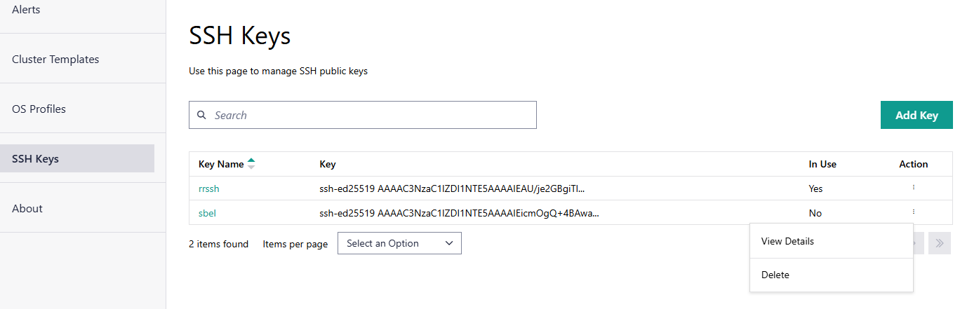 Delete SSH public key