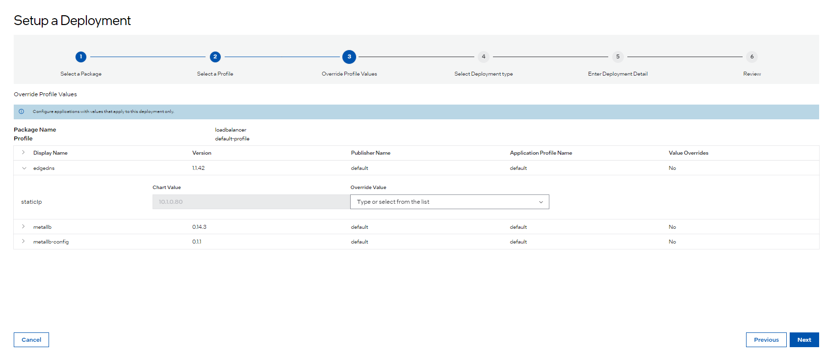 Override Profile Values