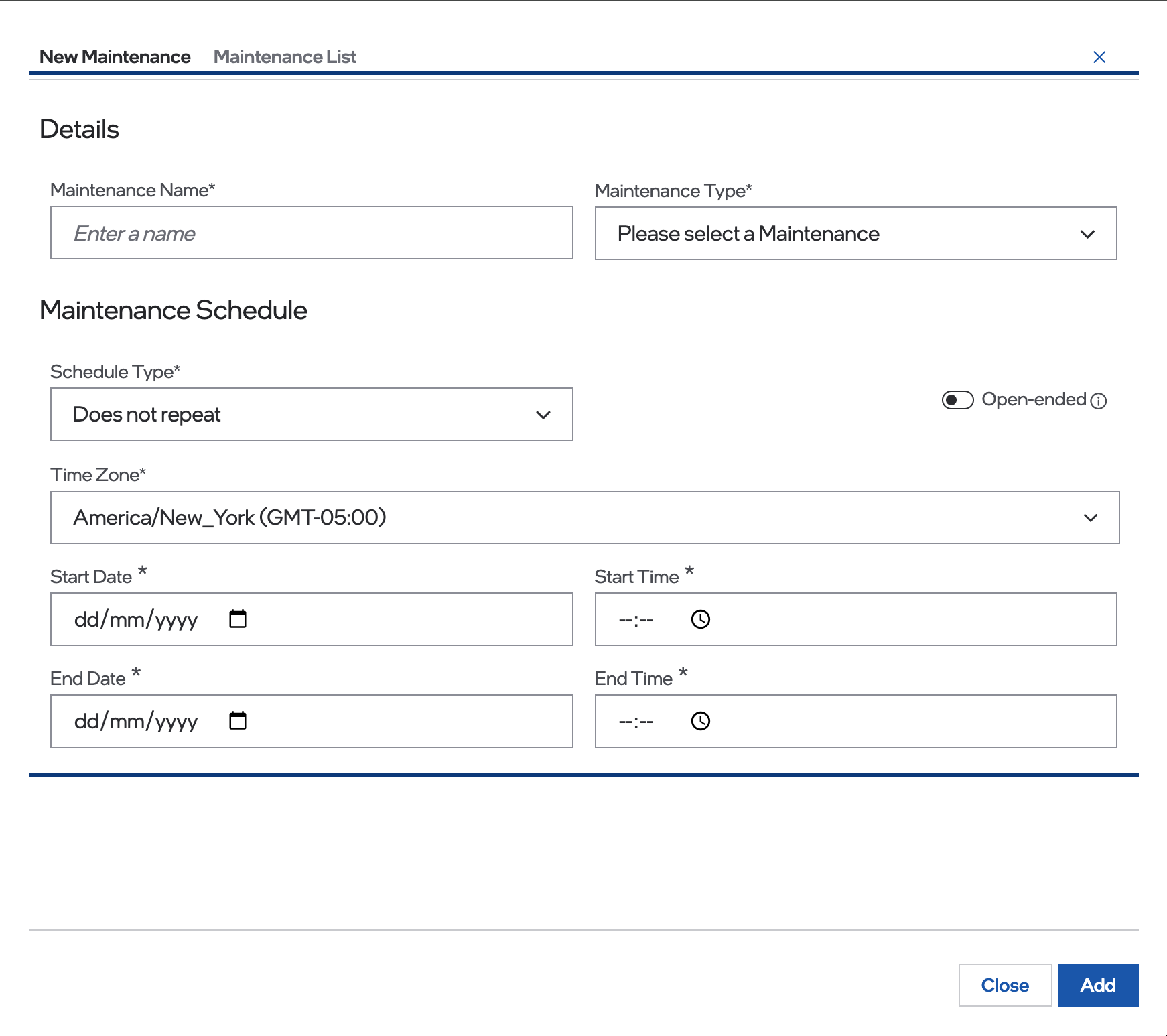 Schedule Maintenance