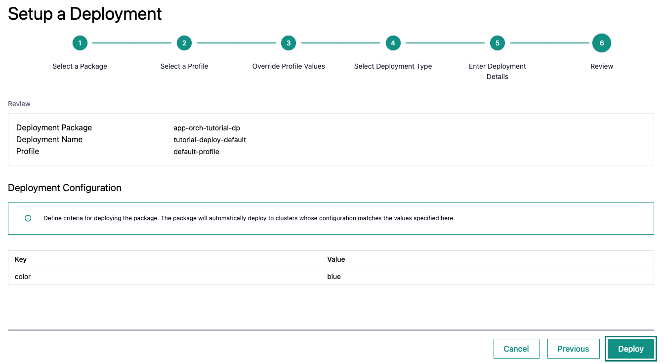 Deploy Tutorial Server with Default Deployment Profile