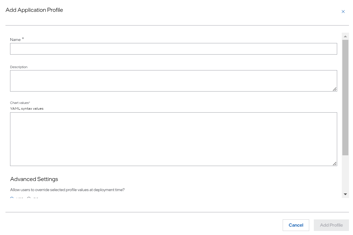 Add Application Profile