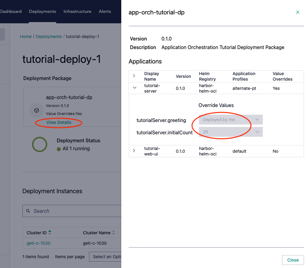 Tutorial Application deployed