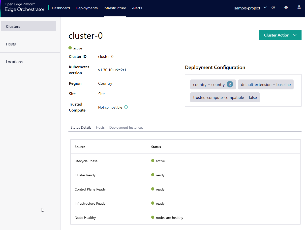 Cluster Details for Healthy Cluster