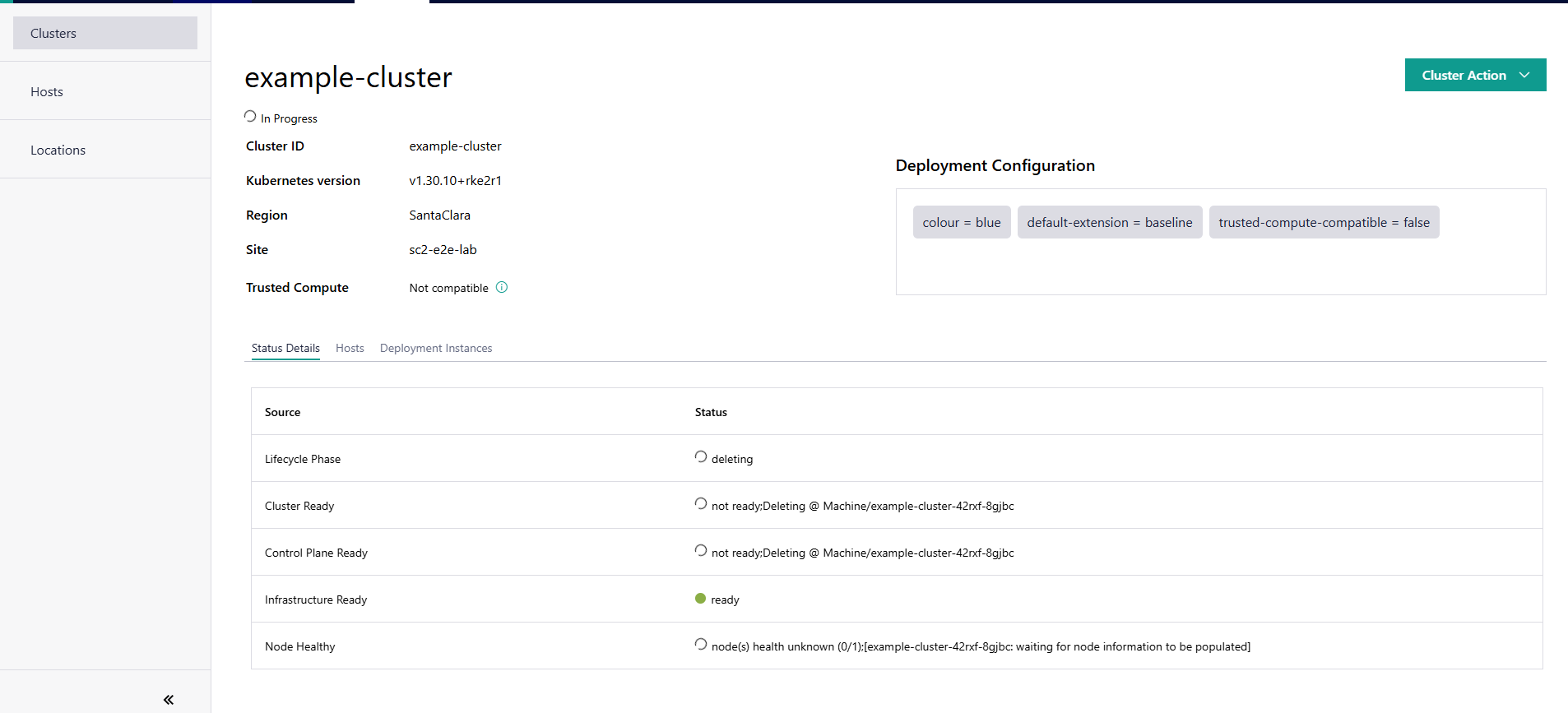 Cluster Details for Offline Cluster