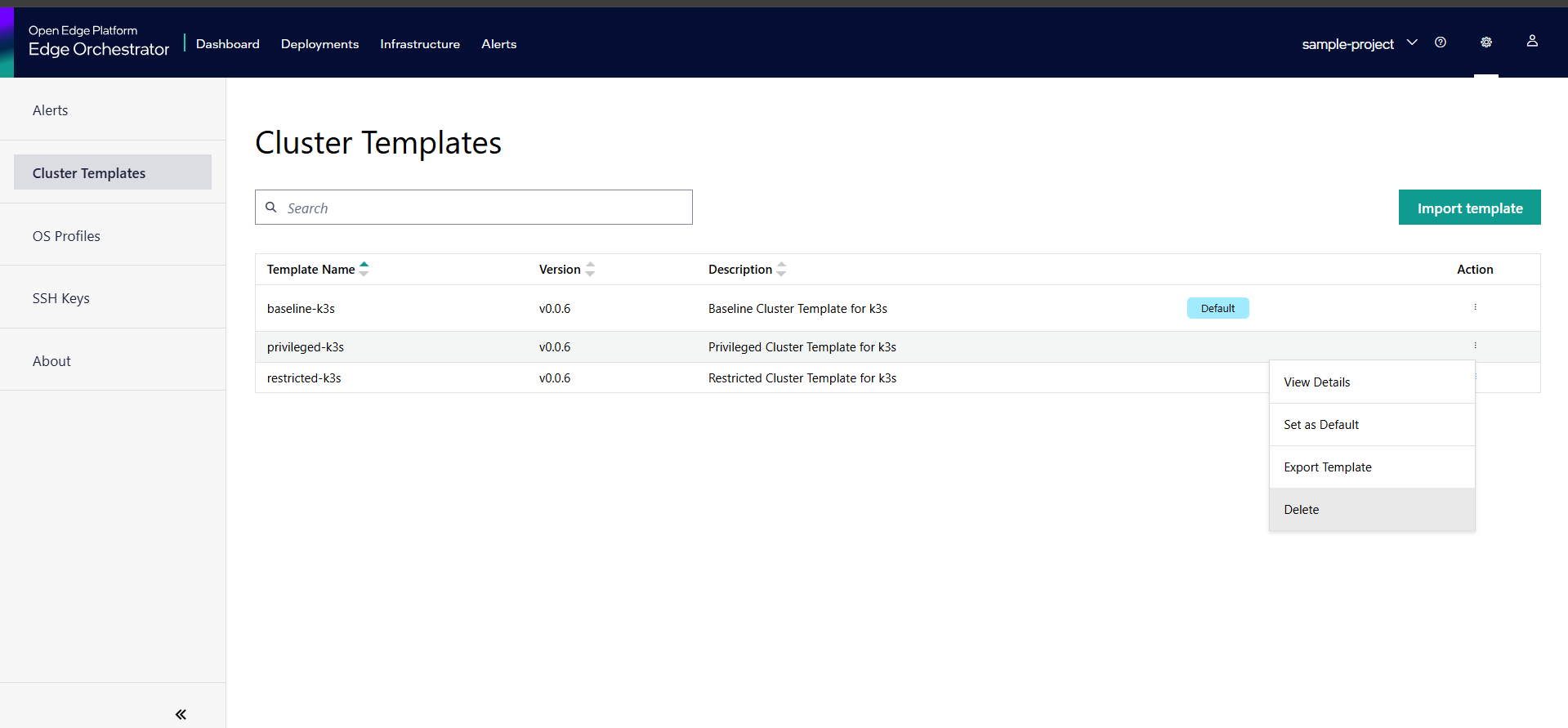 Delete Cluster Template