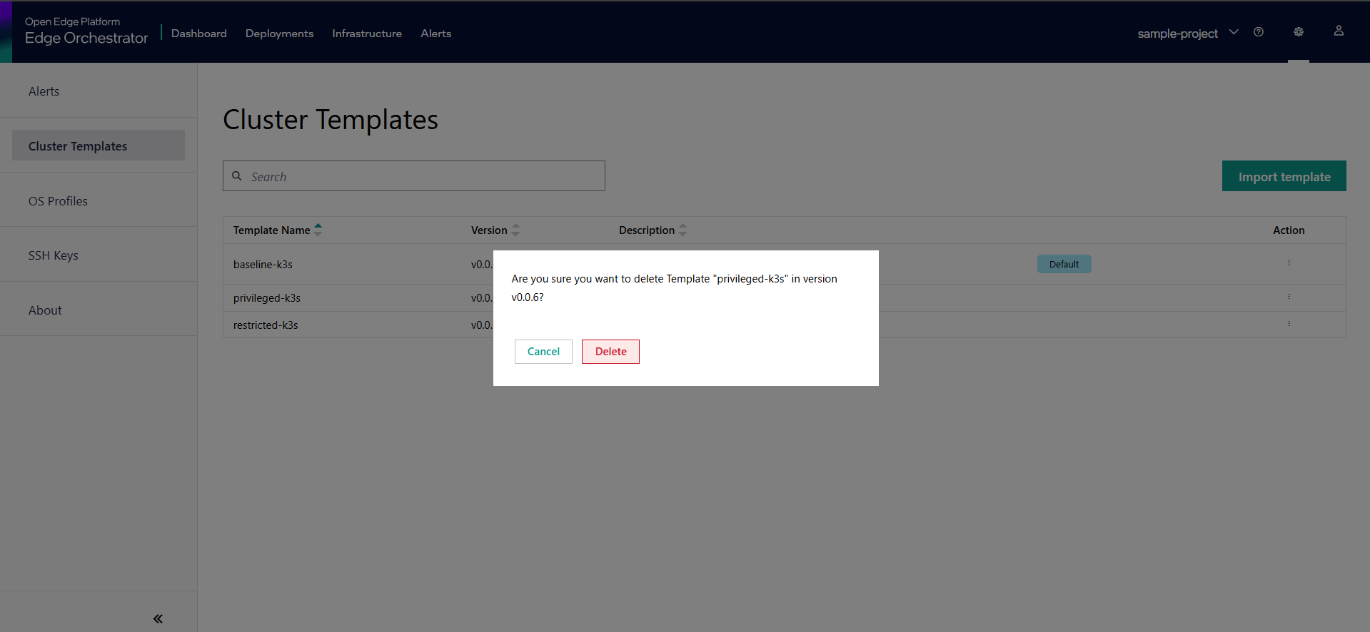 Delete Cluster Template