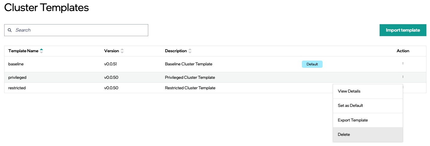 Delete Cluster Template