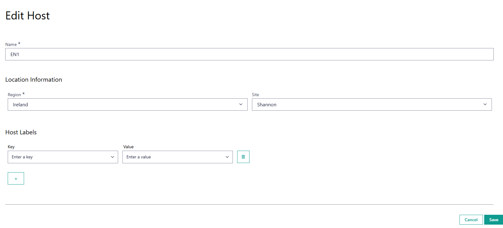 Edit Host page