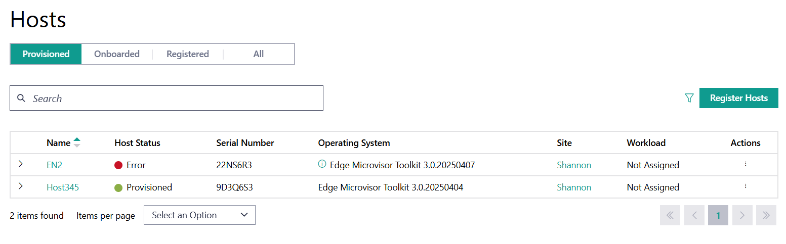 Configured Hosts